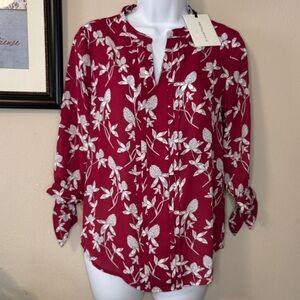 🌸 41 Hawthorn Maurry Pleat Detail Floral Blouse - Petite XS 🌸